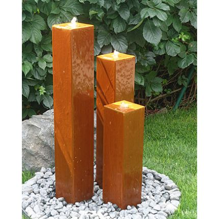 Cortenstahl Gartenbrunnen Chelsea 3er SET 100S15