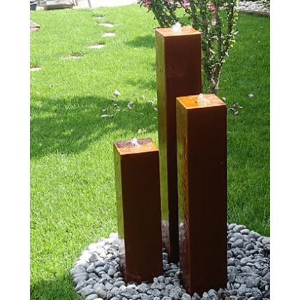 Cortenstahl Gartenbrunnen Chelsea 3er SET 120S15