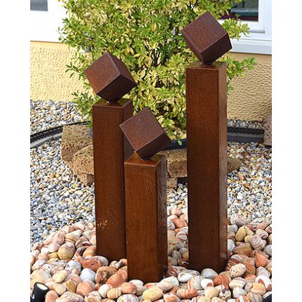  Cortenstahl Gartenbrunnen Norwich 3er SET 120S15