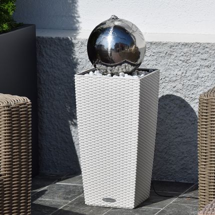 Terrassen Kugelbrunnen Visio Terra 75 LED weiss Bild 01